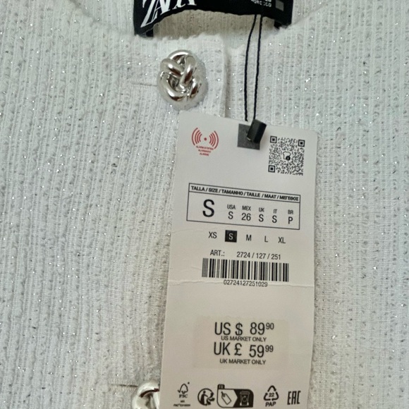 ZARA Structured Metallic Thread Cropped Jacket - Picture 12 of 13